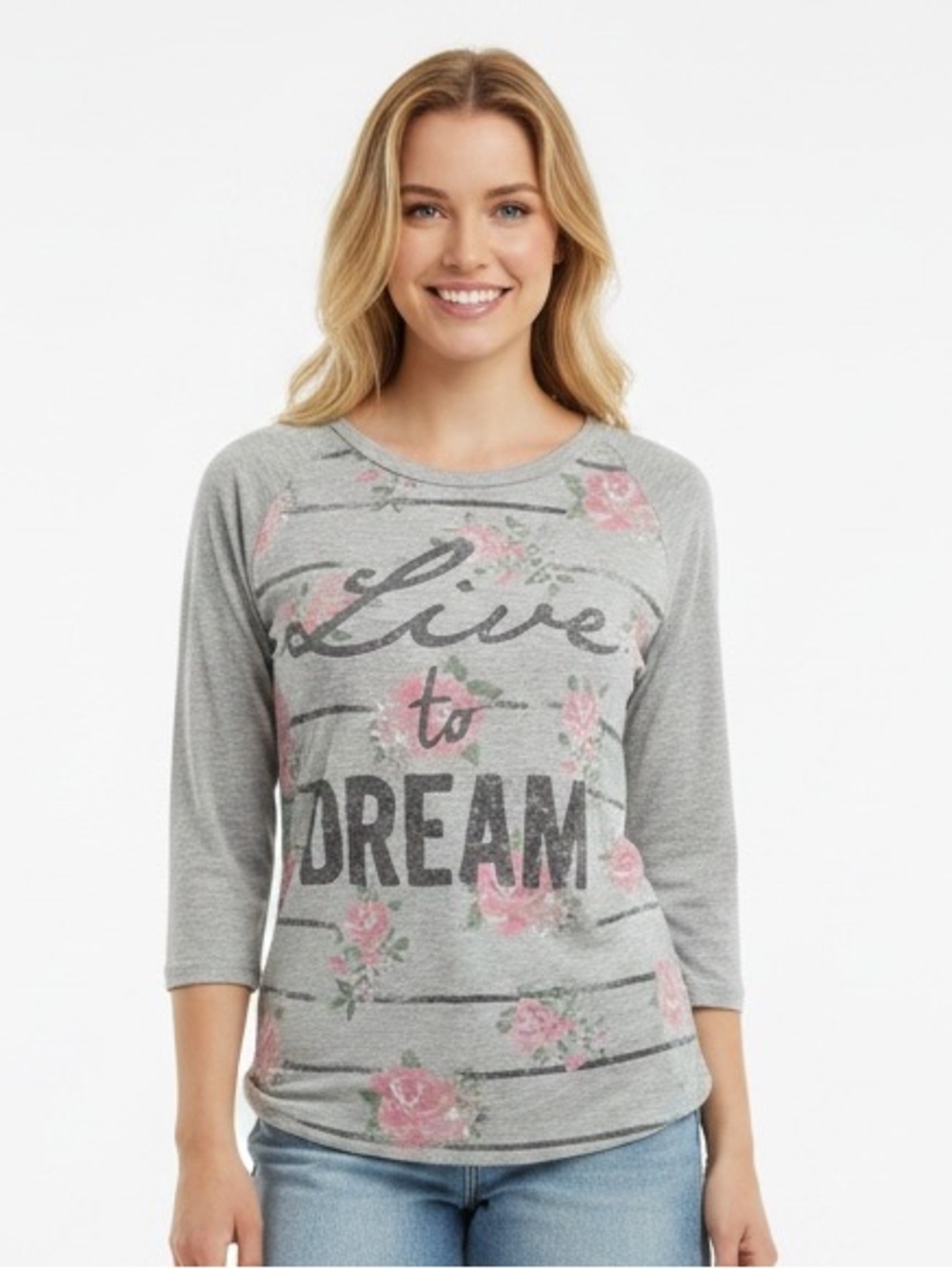 Bongo Live To Dream Rose Gray Shirt Top Small